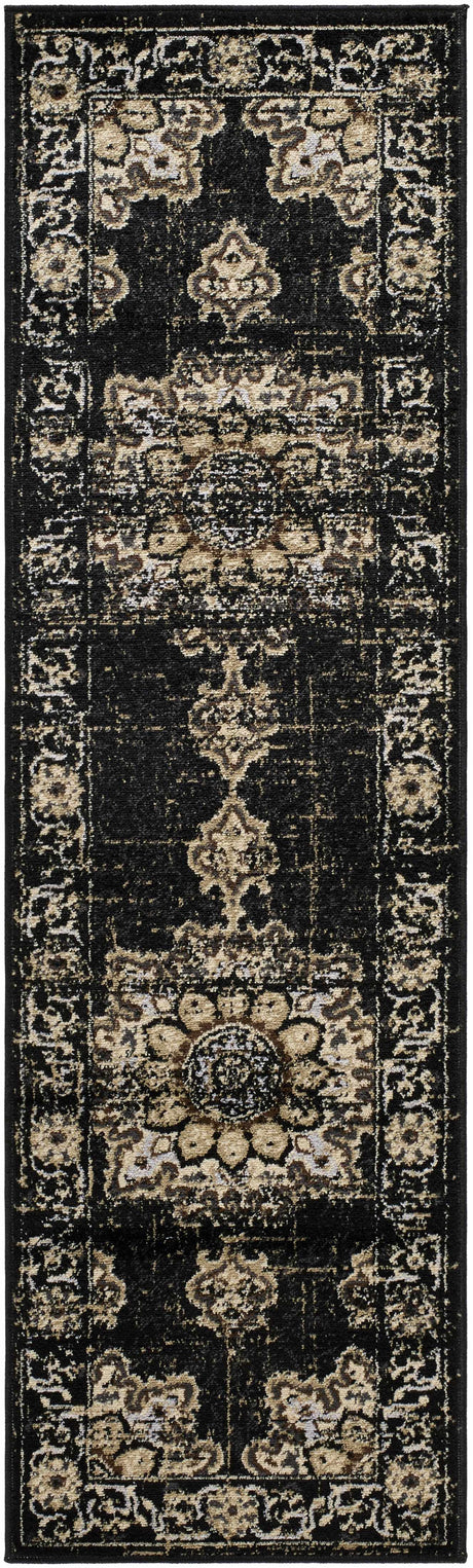 Lostwithiel Black Medallion Rug
