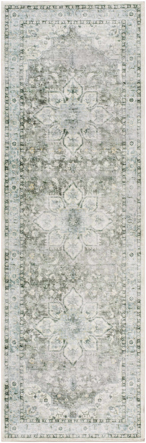 Lotan Green Medallion Washable Area Rug