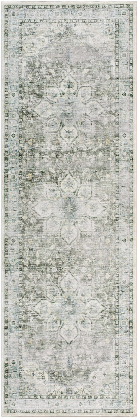 Lotan Green Medallion Washable Area Rug