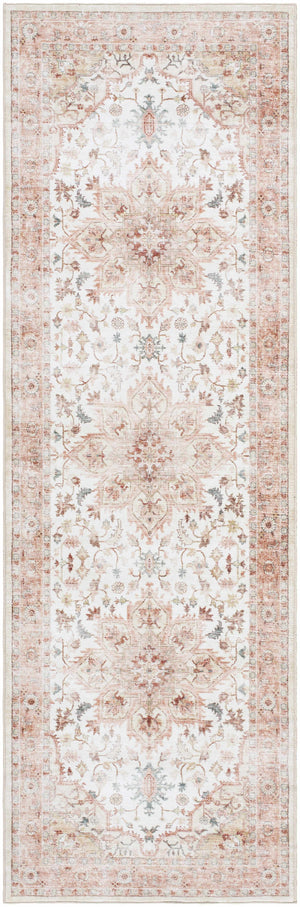 Lotan Pink Medallion Washable Area Rug