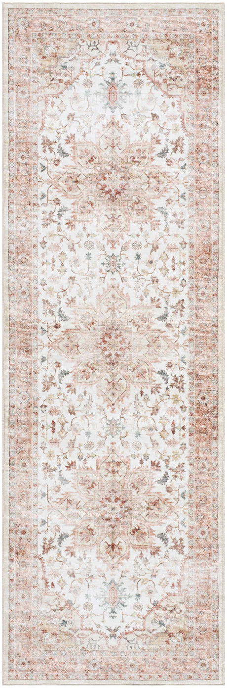 Lotan Pink Medallion Washable Area Rug
