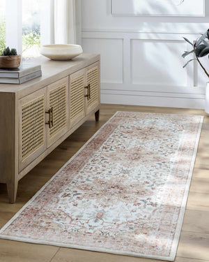 Lotan Pink Medallion Washable Area Rug