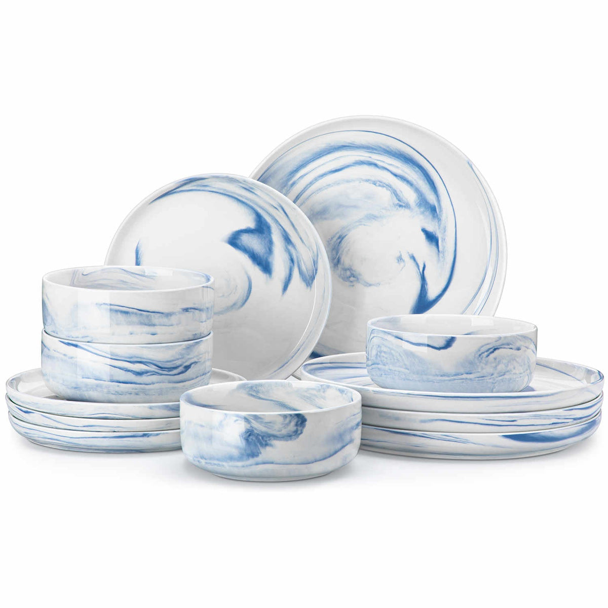 Luna Marble Grey 12 Piece Dinnerware Set