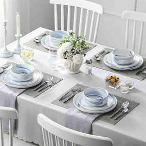 Luna Marble Blue 12 Piece Dinnerware Set