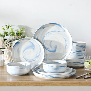 Luna Marble Grey 12 Piece Dinnerware Set