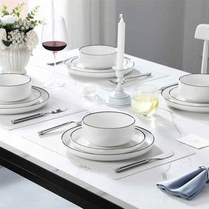 Luna Marble Grey 12 Piece Dinnerware Set