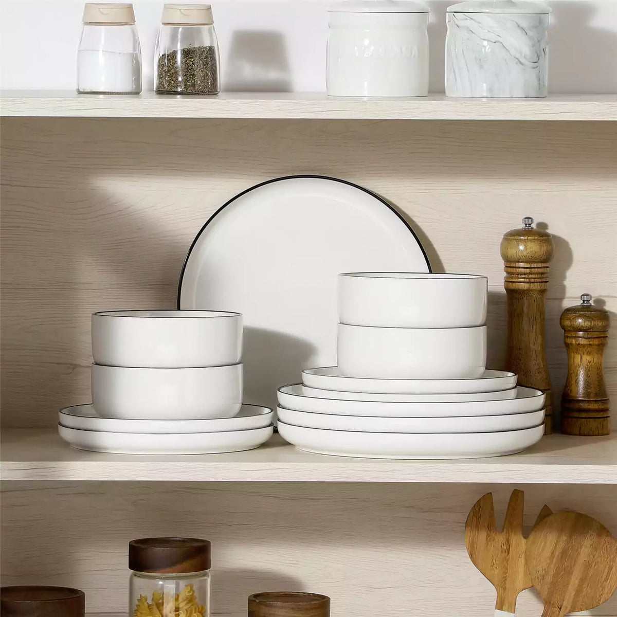 Luna Marble Grey 24 Piece Dinnerware Set for 8