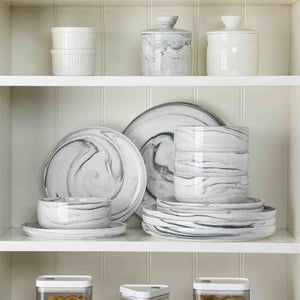 Luna Marble Grey 12 Piece Dinnerware Set