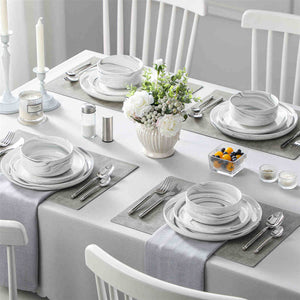 Luna Marble Grey 12 Piece Dinnerware Set