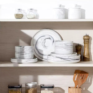 Luna Marble Grey 24 Piece Dinnerware Set for 8