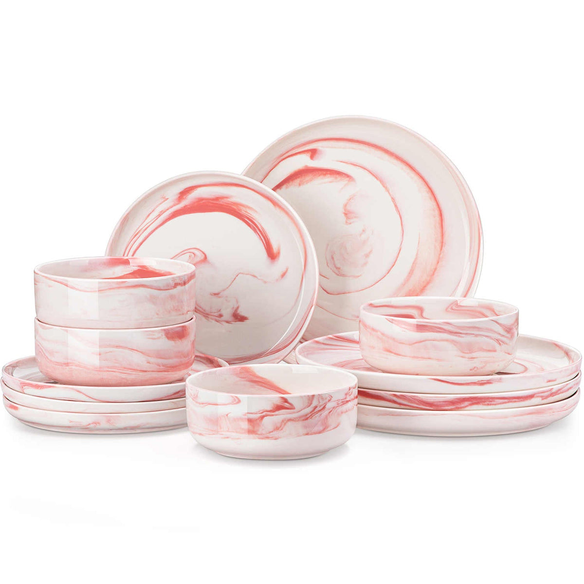 Luna Marble Grey 12 Piece Dinnerware Set