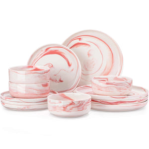Luna Marble Grey 12 Piece Dinnerware Set