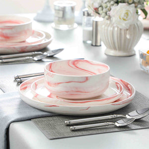 Luna Marble Grey 12 Piece Dinnerware Set