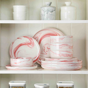Luna Marble Grey 12 Piece Dinnerware Set