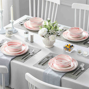 Luna Marble Blue 12 Piece Dinnerware Set