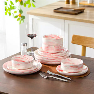 Luna Marble Blue 24 Piece Dinnerware Set for 8