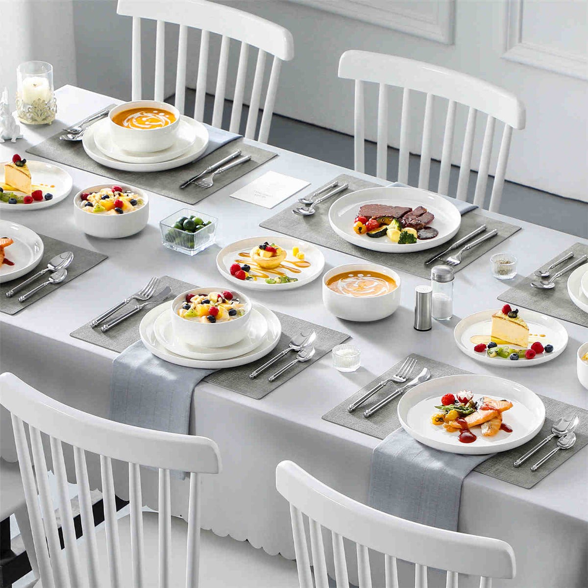 Luna Marble Blue 18 Piece Dinnerware Set