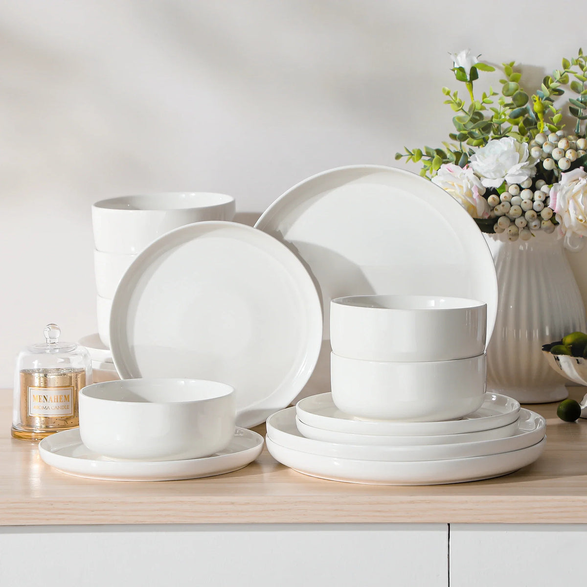 Luna Marble Blue 18 Piece Dinnerware Set