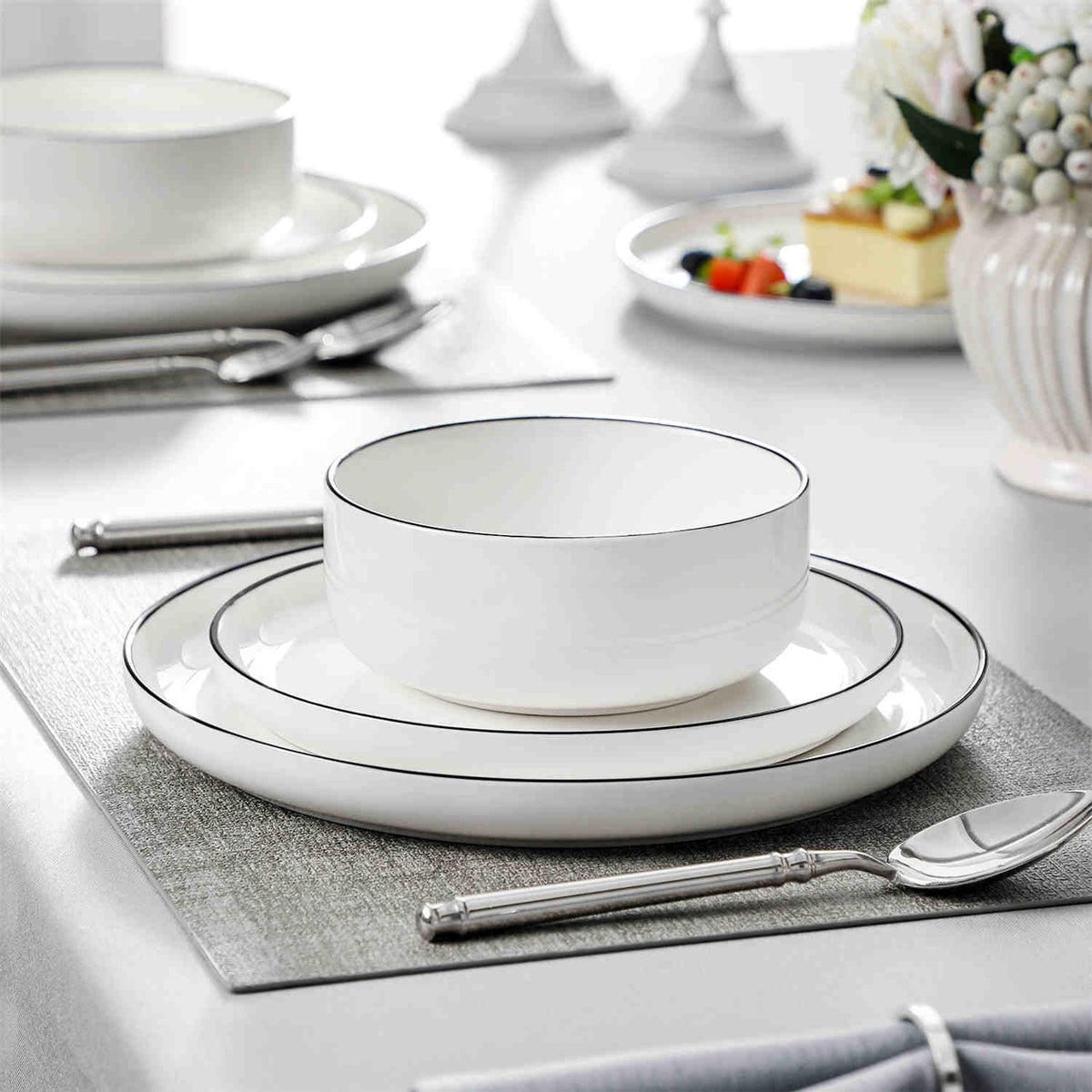 Luna Marble Grey 18 Piece Dinnerware Set