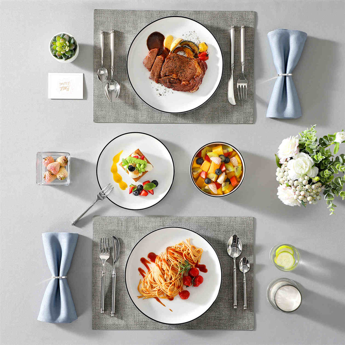 Luna Marble Grey 18 Piece Dinnerware Set