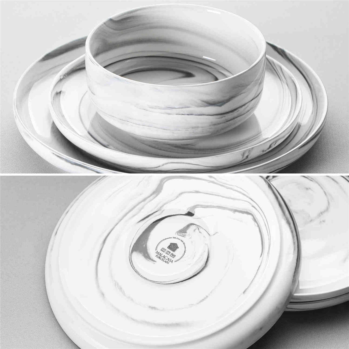 Luna Marble Grey 18 Piece Dinnerware Set
