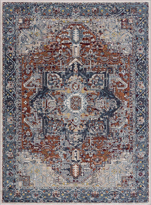 Cabacungan Blue & Rust Washable Area Rug - Clearance