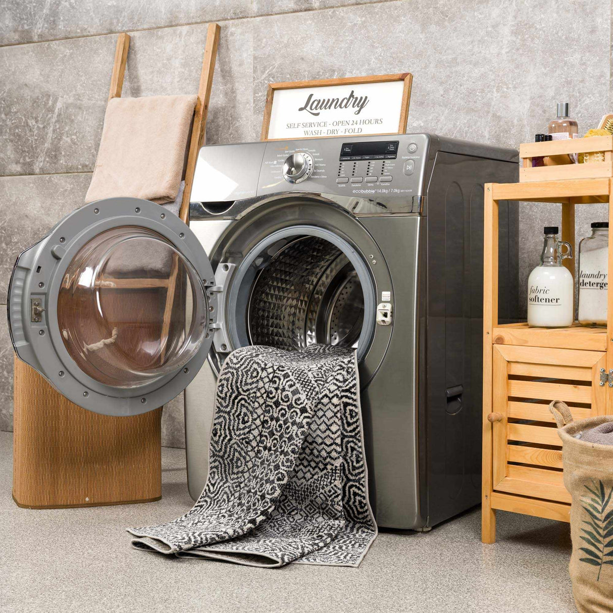 Coledale Black & White Washable Rug - Clearance