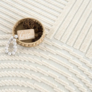 Deron White Washable 3D Rug