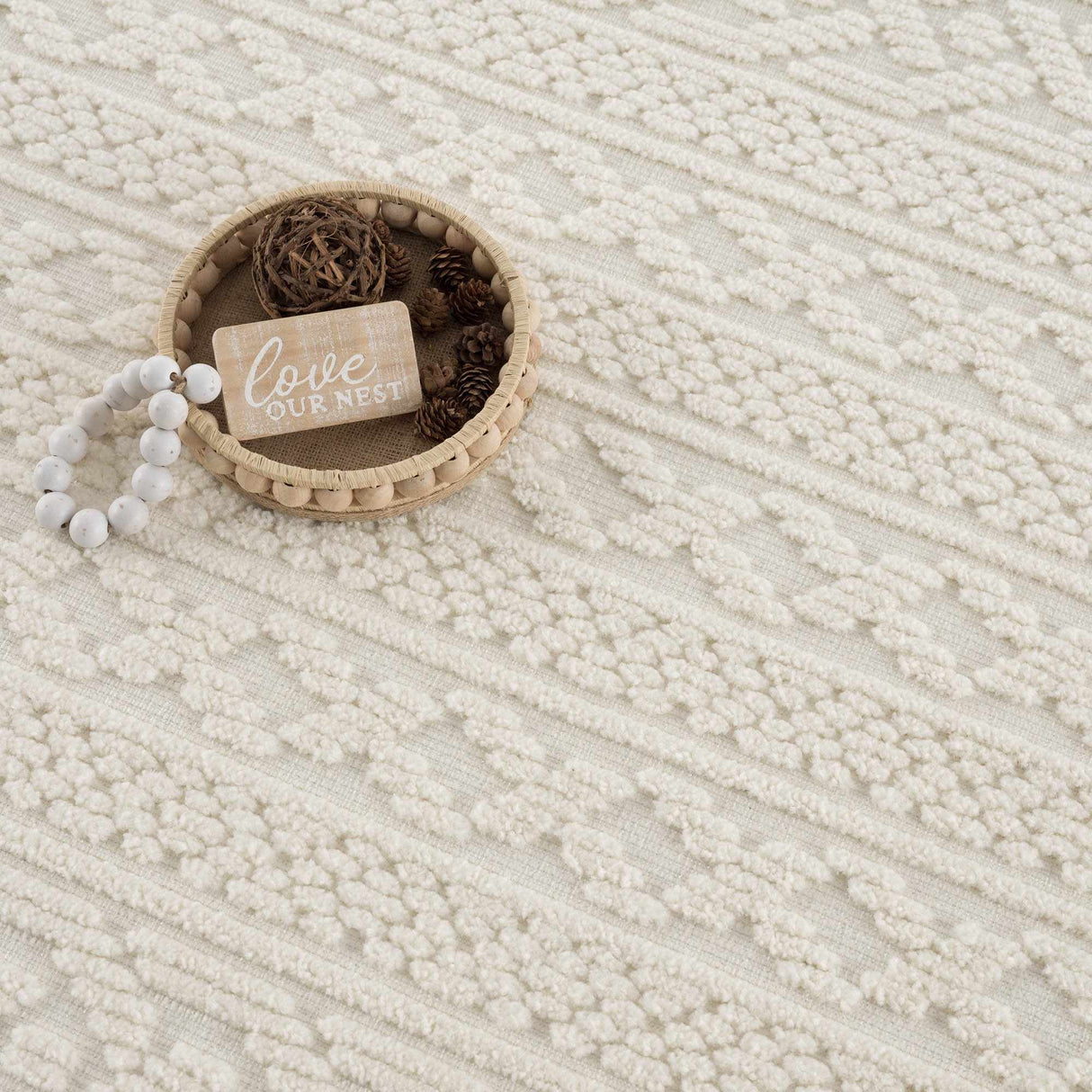 Fadey White 3D Washable Rug