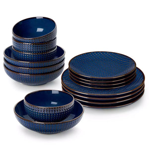 Lydia 16 Piece Starry Blue Dinnerware Set