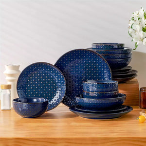 Lydia 16 Piece Starry Blue Dinnerware Set