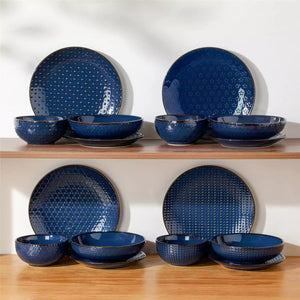 Lydia 16 Piece Starry Blue Dinnerware Set
