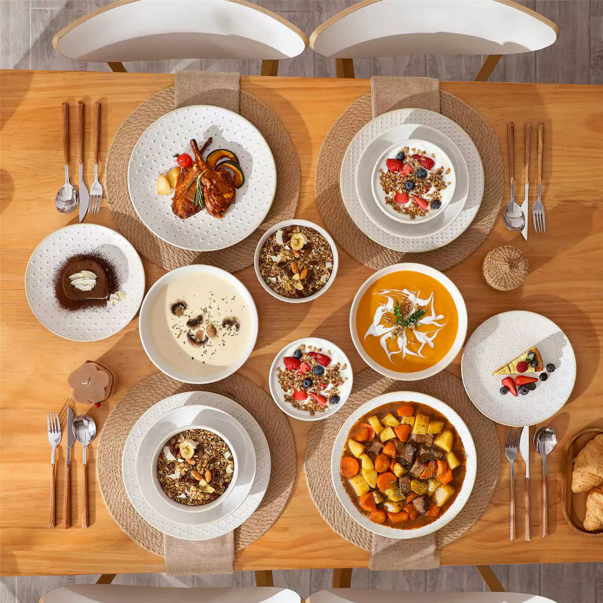 Lydia 16 Piece Antique White Dinnerware Set