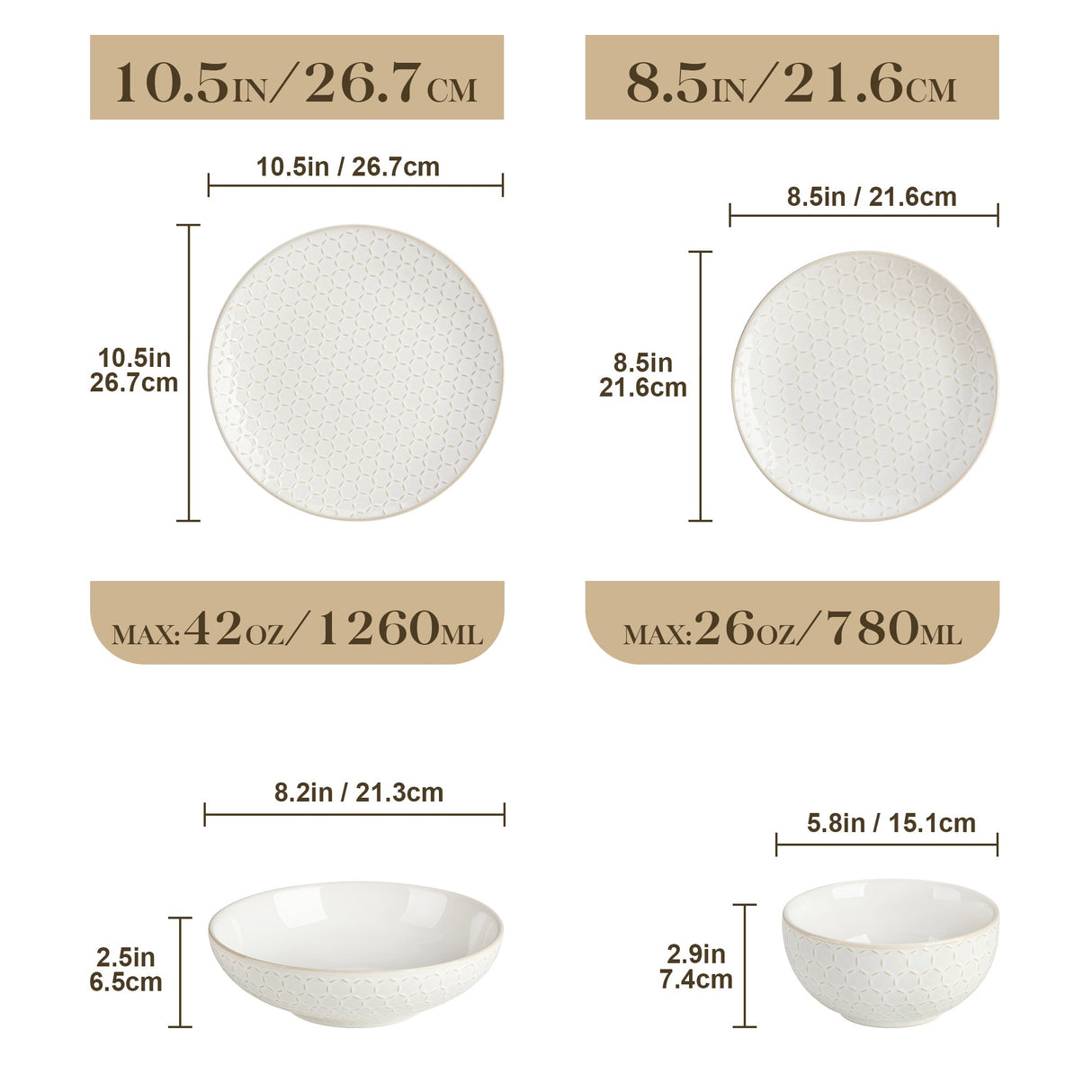 Lydia 16 Piece Antique White Dinnerware Set