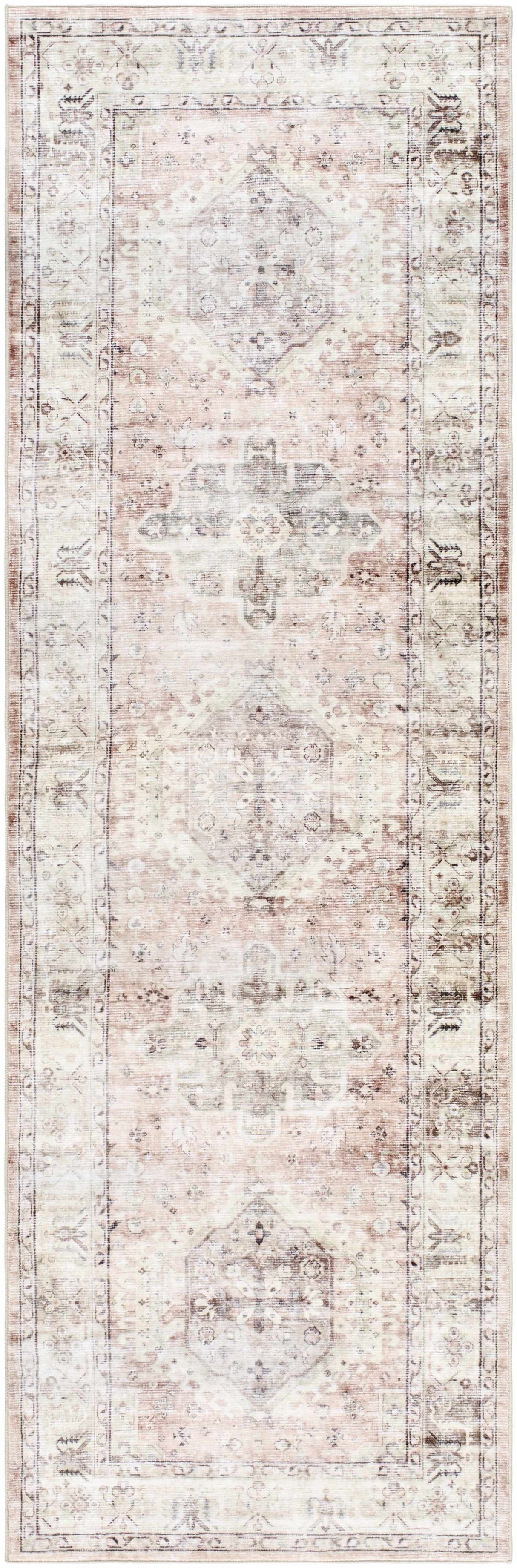 Laran Taupe Distressed Washable Area Rug