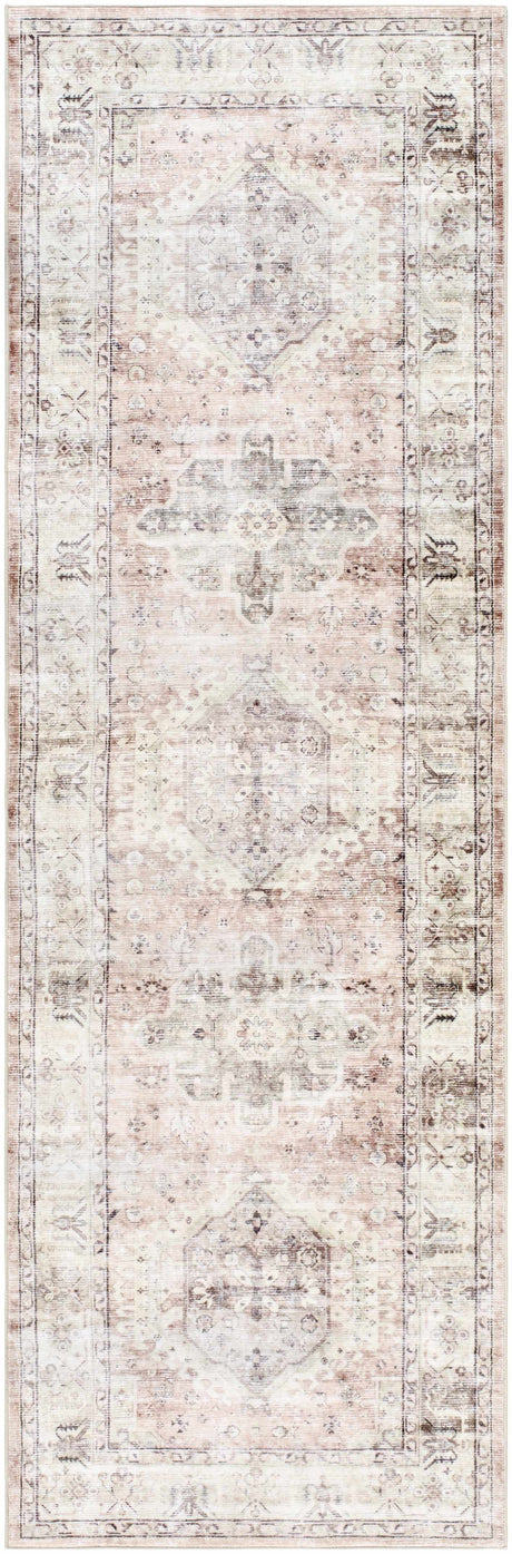 Laran Taupe Distressed Washable Area Rug