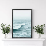 Large Blue Sea Waves. Surfing Themed Print