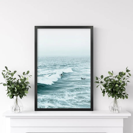 Large Blue Sea Waves. Surfing Themed Print