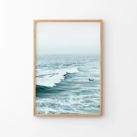 Large Blue Sea Waves. Surfing Themed Print
