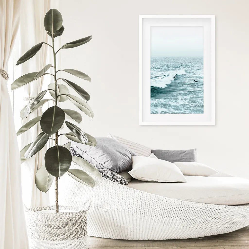 Large Blue Sea Waves. Surfing Themed Print