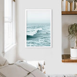 Large Blue Sea Waves. Surfing Themed Print