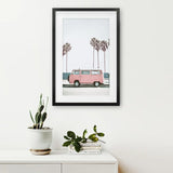 Travel Pink Van Wall Decor. California Summer Theme