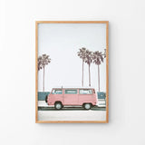 Travel Pink Van Wall Decor. California Summer Theme