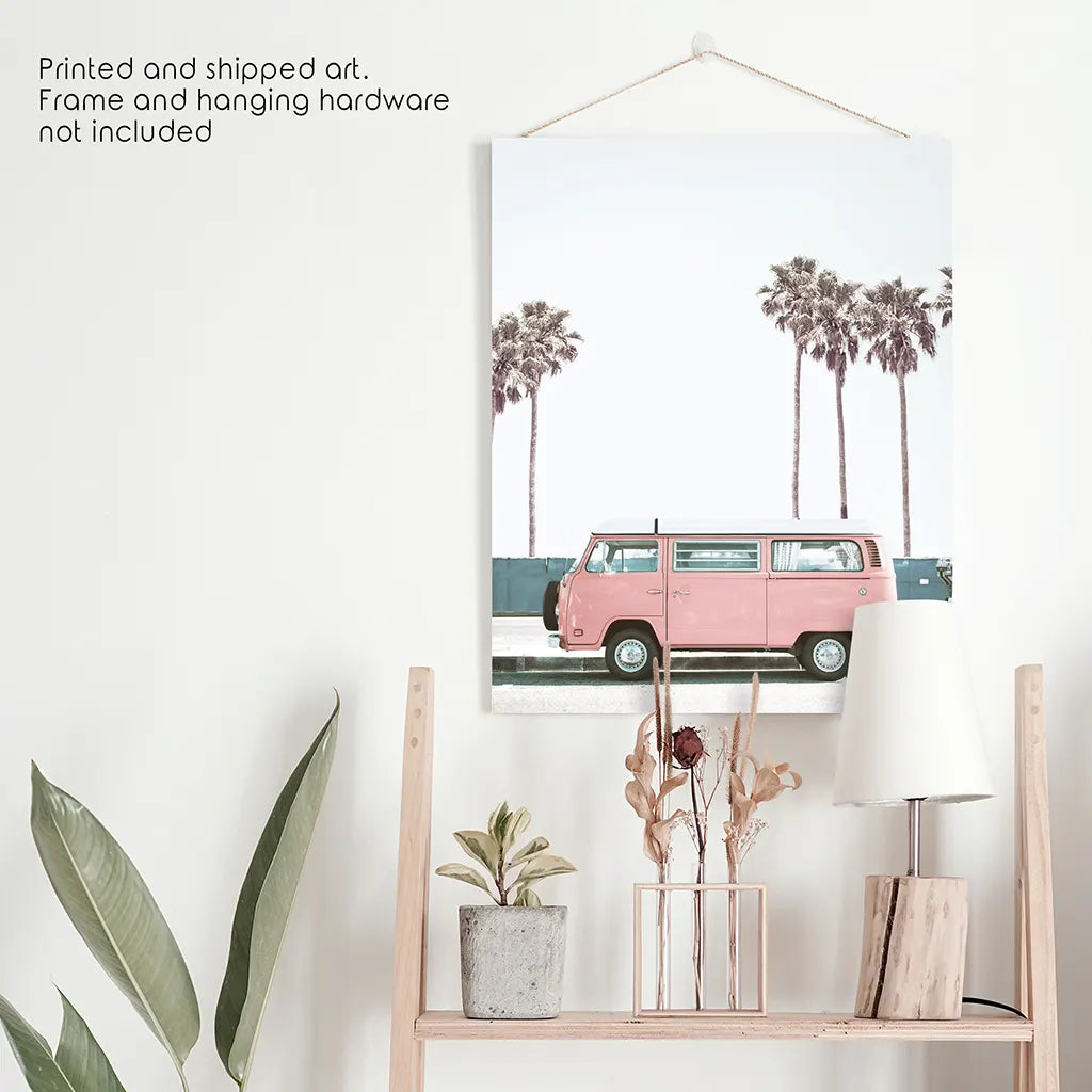 Travel Pink Van Wall Decor. California Summer Theme