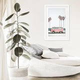 Travel Pink Van Wall Decor. California Summer Theme