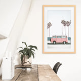 Travel Pink Van Wall Decor. California Summer Theme