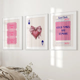 Preppy Pink Girly Poster Set of 3 Wall Art Decor