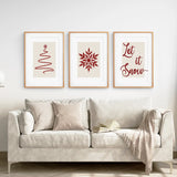 3 Piece Wall Art Christmas Tree Snowflake Poster