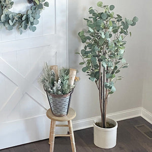 Tall Lifelike Potted Tree with Real Moss