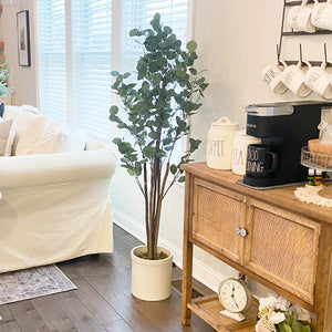 Tall Lifelike Potted Tree with Real Moss